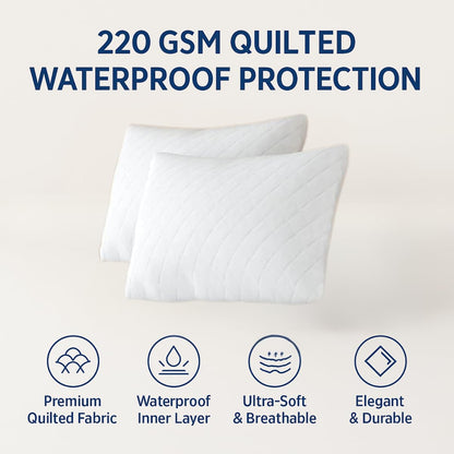 Durable quilted pillow protector with zipper