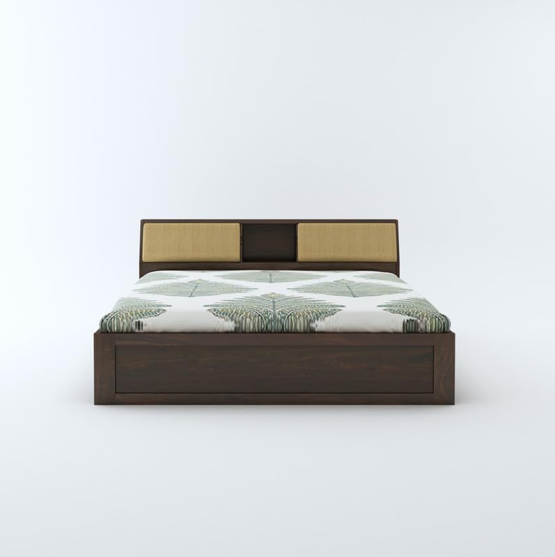 Walnut finish king bed with lift-up storage

