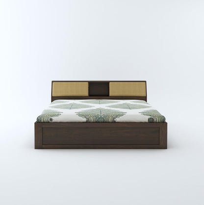 Walnut finish king bed with lift-up storage

