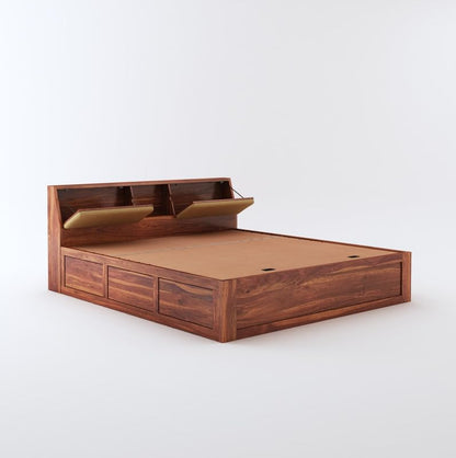 Walnut Finish Wooden King Size Cot