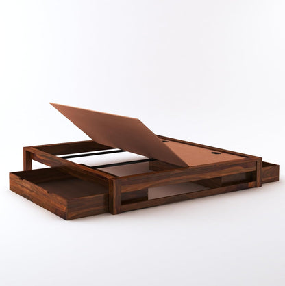 Double Bed with Storage Made from Solid Wood