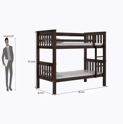 Wooden double bunk bed walnut finish

