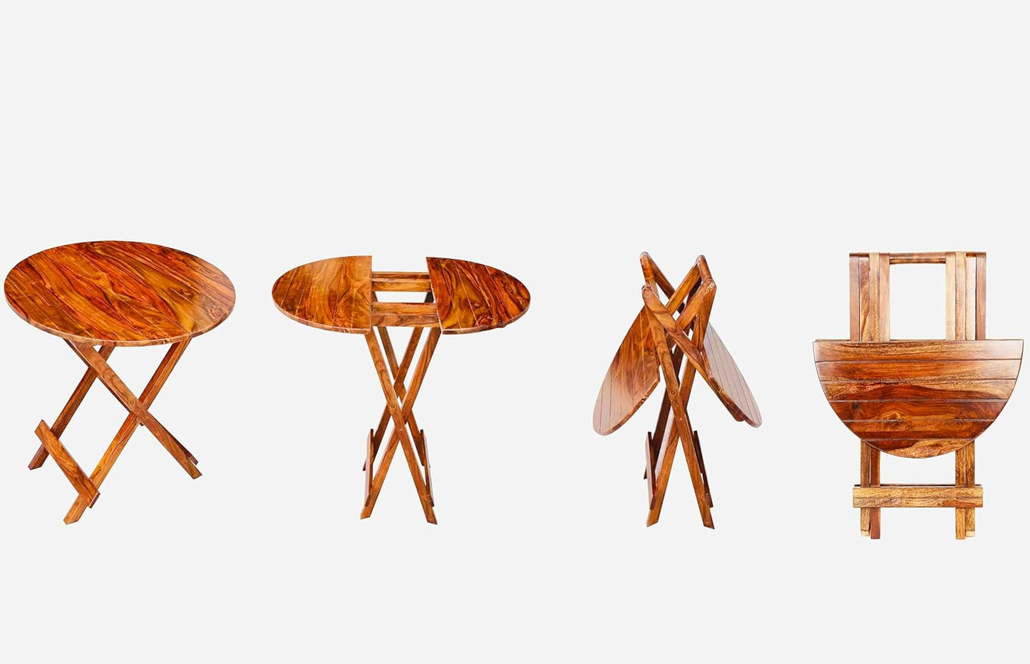 Wooden terrace furniture set with folding chairs and outdoor dining table

