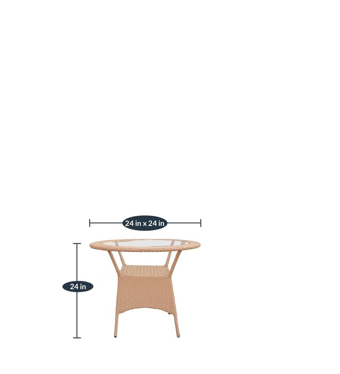 ound glass top wicker table for balcony patio garden outdoor furniture set