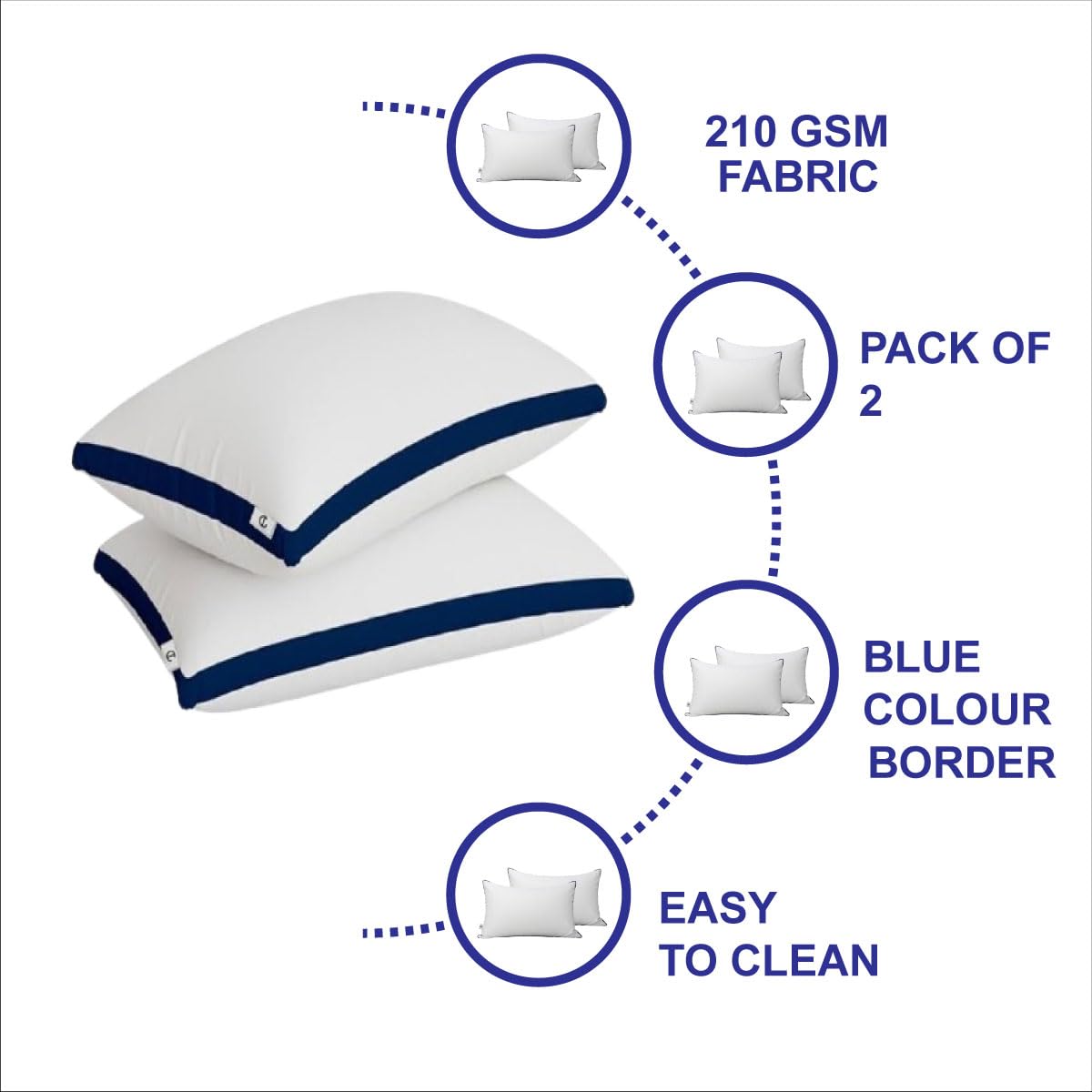 Premium hypoallergenic microfiber filled bed pillows for sleeping