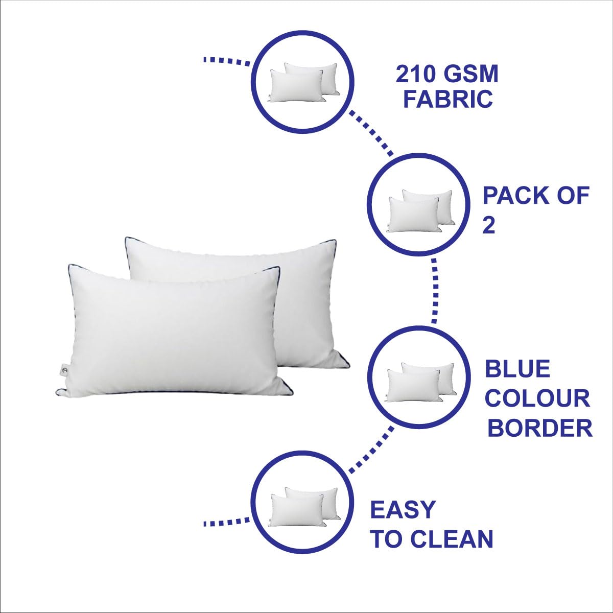 White microfiber bed pillows for side and back sleepers